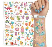 TatoYard 1120 Pcs Glitter Tattoos for Kids - 112 Sheets Temporary Tattoos for Kids for Boys and Girls, Kids Classroom Rewards Gamer Birthday Party Supplies Bag Fillers for Kids Party Favours