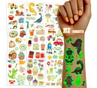TatoYard 1120 Pcs Luminous Tattoos for Kids - 112 Sheets Ttattoos for kids for Boys and Girls, Classroom Rewards Gamer Birthday Party Supplies Bag Fillers for Party Favours