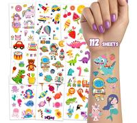 TatoYard 1120 Pcs Tattoos for Kids - 112 Sheets Temporary Tattoos for Kids Stickers for Boys and Girls, Kids Classroom Rewards Gamer Birthday Party Supplies Bag Fillers for Kids Party Favours