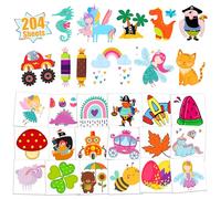 TatoYard Temporary Tattoos for Kids, 204 Individual Patterns Unicorns, Dinosaur, Mermaid, Pirate, Butterfly Tattoo Stickers, Party Bag Fillers for Girls Boys Birthday Decorations Favours