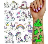 TatoYard Unicorn Tattoos Girls, Pack of 120 Luminous Children's Tattoos, Gifts for Girls from 5 6 7 8 9 Years, Birthday Decoration Small Gifts Advent Calendar Filling Children