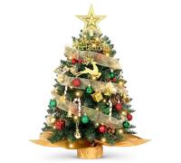 Tatqilo 2ft Pre-Lit Christmas Tree, 60CM Artificial Xmas Trees with LED Lights and Decorations, Mini Tabletop Christmas Tree for Christmas Holiday Party Home Decor