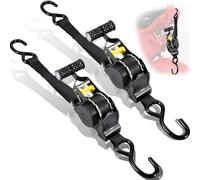 Tatqilo 2Pack Retractable Ratchet Straps -2.5cm x 3.3m 680kg Break Strength | Heavy Duty Ratchet Strap with Handles & S Hooks, Auto Self Retracting Tie Down Strap for Trailers, Motorcycle, Securing Cargo
