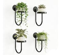 Tatqilo 4 Pcs Wall Plant Stand, Metal Wall Mounted Plant Holder- Black | Hanging Plants Holder for Indoor, Window Floating Shelves, Hanging Display Rack for Home, Office, Outdoor, Space Saving