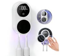 Tatqilo UV Toothbrush Sanitizer, Portable Toothbrush Cleaner with UV Sanitization, Drying, LED Smart Screen, Rechargeable Wall Mounted Toothbrush Holder for Home, Travel (White)