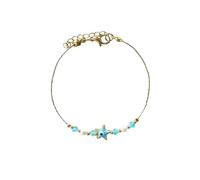 Tatra Jewellery Gold Plated Chain Handmade Bracelet Featuring a Blue Star Accent & Elegant Beads (Turquoise)