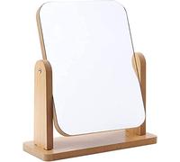 TATSEN Cosmetic mirror 360 Degree Rotatable Tabletop Makeup Mirror Wooden Desktop Mirror with Stand High Clear Rectangular Mirror Free Standing Little mirror (Size : 24 * 22cm)
