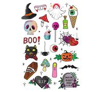 Tatsy Temporary Tattoo Set, The Halloween Set, Fake tattoos, Original, For Kids, For Boys, For Girls, For Adults, Unique Design, Cover Up, Halloween Accessories, Spooky, Ghost, Candy, Skull, Spider