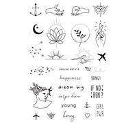 Tatsy Temporary Tattoo Set, The Simple Set, For Women and Men, Original, Unique Design, Cover Up, Modern, Hipster, Minimalistic Tiny, Urban, Writing, Stars, Anchor, Heart, Hands, Waterproof Tattoos