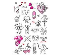 Tatsy Temporary Tattoo Set, The Valentine's Set, Fake tattoos, Love Day, Original, For Kids, For Boys, For Girls, For Adults, For Women, Unique Design, Cover Up, Valentine's day Accessories