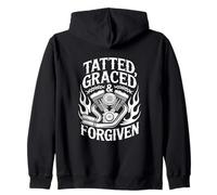 Tatted Graced Forgiven Christian Biker Zip Hoodie
