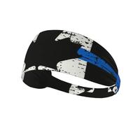 Tattered Distressed Thin Blue Line Canada Flag Sweat Bands Headbands Non Slip Head Band Outdoor Sports Workout Running For Men Women