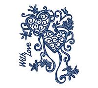 Tattered Lace Twin Hearts Die, Metal, Silver, 3.3 x 1.7 x 0.3 cm