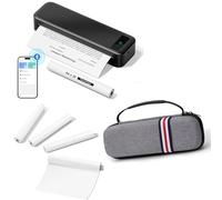 TATTMUSE 1*Portable Thermal Printer A285M & 4*Thermal PaperRolls A4 & Carrying Case Grey