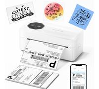 TATTMUSE Mini Bluetooth Thermal Label Printer, Shipping Label Printer 4x6, Postage Label Printer Compatible with Royal Mail, Evri, UPS, White