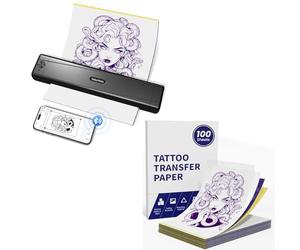 TATTMUSE Portable A887 Tattoo Stencil Printer with 100pcs Transfer Paper for Tattoo Beginners and Artists, Compatible with Smartphone & PC