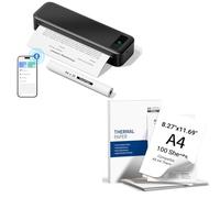 TATTMUSE Portable Printer & 100 sheets of A4 thermal paper (One roll of paper is stored inside the printer.)