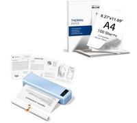TATTMUSE Portable Printer & 100 sheets of A4 thermal paperr (One roll of paper is stored inside the printer.)
