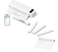 TATTMUSE Portable Printer & 5 Rolls of A4 White Thermal Paper (One roll of paper is stored inside the printer.)