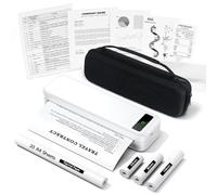TATTMUSE Portable Thermal Printer A4 Inkless Wireless Bluetooth Compatible with iOS & Android, Receipt Printer with 4 Rolls of Thermal Paper & 1 Carry Bag, Suitable for Travel, Office, Home & School