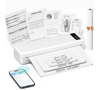 Thermal Portable Printer A4 Wireless Bluetooth 300DPI Compatible with Apple iPad iPhone Android, 2600 mAh Small Mobile Printer for 216/210/110/80/53mm Thermal Paper, Travel, Office, School, 599g