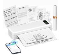 Thermal Portable Printer A4 Wireless Bluetooth 300DPI Compatible with Apple iPad iPhone Android, 2600 mAh Small Mobile Printer for 216/210/110/80/53mm Thermal Paper, Travel, Office, School, 599g