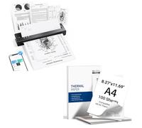 TATTMUSE Portable Thermal Printer with 100 Sheets of A4 Thermal Paper (210 x 297mm), A28U Wireless Inkless Printer Weighs only 585g, Clear Printing & Long Battery, Bluetooth Compatible with iOS & Andr