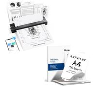 TATTMUSE Portable Thermal Printer with 110 Sheets of A4 Thermal Paper (210 x 297mm), A28U Wireless Inkless Printer Weighs only 585g, Clear Printing & Long Battery, Bluetooth Compatible with iOS & Andr