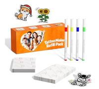 TATTMUSE Tattoo Maker Paper Refill Pack - 40 Tattoo Sheets & 40 Transfer Papers with 4 Markers, Compatible with TK20, TK32 Printer, Custom Temporary Tattoos for Kids