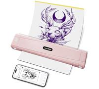 TATTMUSE Tattoo Printer, Tattoo Stencil Printer for Beginners and Artists, A887 Bluetooth Dot Matrix Printer Compatible with Smartphone & PC, with 10Pcs Tattoo Disposables, Pink