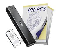 TATTMUSE Tattoo Printer with 100Pcs Tattoo Disposables, A887 Tattoo Stencil Printer Compatible with Smartphone & Tablet, Bluetooth Dot Matrix Printer for Artists & Beginners, Black