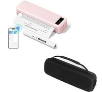 TATTMUSE Thermal Portable Printer A285M Pink & Portable Handheld Carrying Case Black