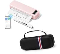 TATTMUSE Thermal Portable Printer A285M Pink & Portable Handheld Carrying Case Black
