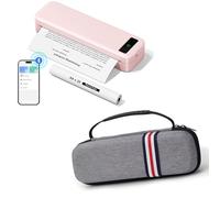 TATTMUSE Thermal Portable Printer A285M Pink & Portable Handheld Carrying Case Grey