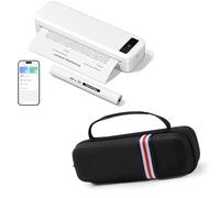 TATTMUSE Thermal Portable Printer A285M White & Portable Handheld Carrying Case Black