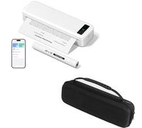 TATTMUSE Thermal Portable Printer A285M White & Portable Handheld Carrying Case Black
