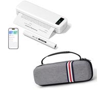 TATTMUSE Thermal Portable Printer A285M White & Portable Handheld Carrying Case Grey
