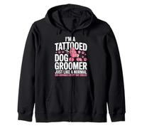 Tattoed Dog Groomer Salon Dog Groomer Zip Hoodie