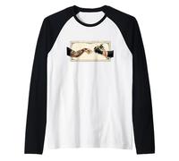 Tattoo Artist Creation of Adam Michelangelo Renaissance Ink Raglan Baseball Tee