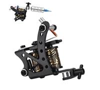 Tattoo Coil Machine 8 Wraps - Black Iron Frame Liner Shader Gun for Tattoo Beginners Starters (Black)
