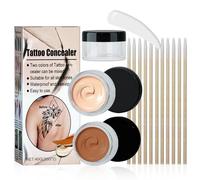 Tattoo Cover Up Makeup 2 Color Skin Concealer, Waterproof Body Cover Cream for Birthmark Scar Spot Vitiligo and Acne, Natural Concealer Set for All Skin Types
