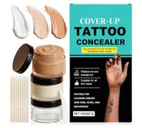 Tattoo Cover Up Makeup, 2 Shades Waterproof Full Tattoo Concealer Kit with Mix Bottle & 10 Cotton Swabs, Long Lasting Body Makeup to Hide Tattoos, Scars, Vitiligo, Dark Spots for All Skin Tones