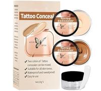 Tattoo Cover Up Makeup 2pcs, Scar Concealer Waterproof, Waterproof Tattoo Cover Up, Body Makeup for Scars Birthmarks, Long-Lasting Smudge-Proof, Portable Concealer Kit, Light & Dark