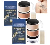 Tattoo Cover Up Makeup Waterproof, 2 Colors Full Coverage Concealer for Tattoos, Scars & Dark Spots, Sweatproof & Transfer-Resistant (2pcs)