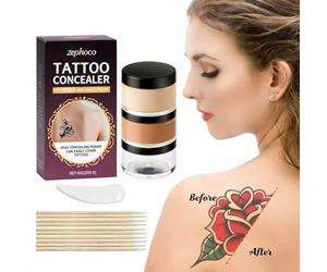 Tattoo Cover Up Makeup Waterproof 40G, 2026 NEW Tatoo Cover Up Concealer, Tattoo Full Coverage Concealer, Natural Long Lasting Body Concealer for Tattoo, Scars, Vitiligo and Dark Spots (1 Set)