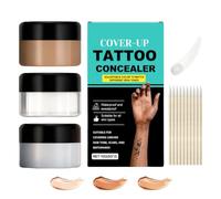 Tattoo Cover Up Makeup Waterproof Concealer, 2 Color Invisible Makeup Cover Cream for Tattoos, Scars, Vitiligo & Dark Spots
