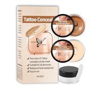 Tattoo Cover Up Makeup, Waterproof Tattoo Cover Up 2pcs, Scar Concealer Waterproof, Body Makeup for Scars Birthmarks, Long-Lasting Smudge-Proof, Portable Concealer Kit (Light & Dark)