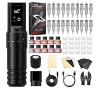 Tattoo Gun Kit Complete Tattoo Machine Kit, Xnet Cordless Rotary Tattoo Pen 7 Adjustable Strokes with 2400 mAh Battery, 20pcs X-ray Mixed Sizes Cartridge Needles Set Supply for Starter