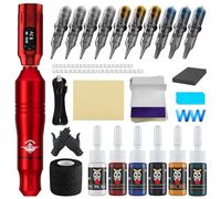 Tattoo Gun Kit-Perfessional Tattoo Machine Kit for Beginners, Complete Rotary Tattoo Pen Set with 1300mAH Battery & 10Pcs Cartridge Needles for Artists Starter Tattoo Supplies