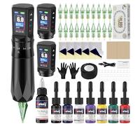 Tattoo Gun Kit Tattoo Machine 7 Strokes Length Kit with 2 x 1600 mAh Batteries，20PCS Pro Cartridge Needles, Complete Set for Beginners and Artists Black EF-TKE751AUK-1